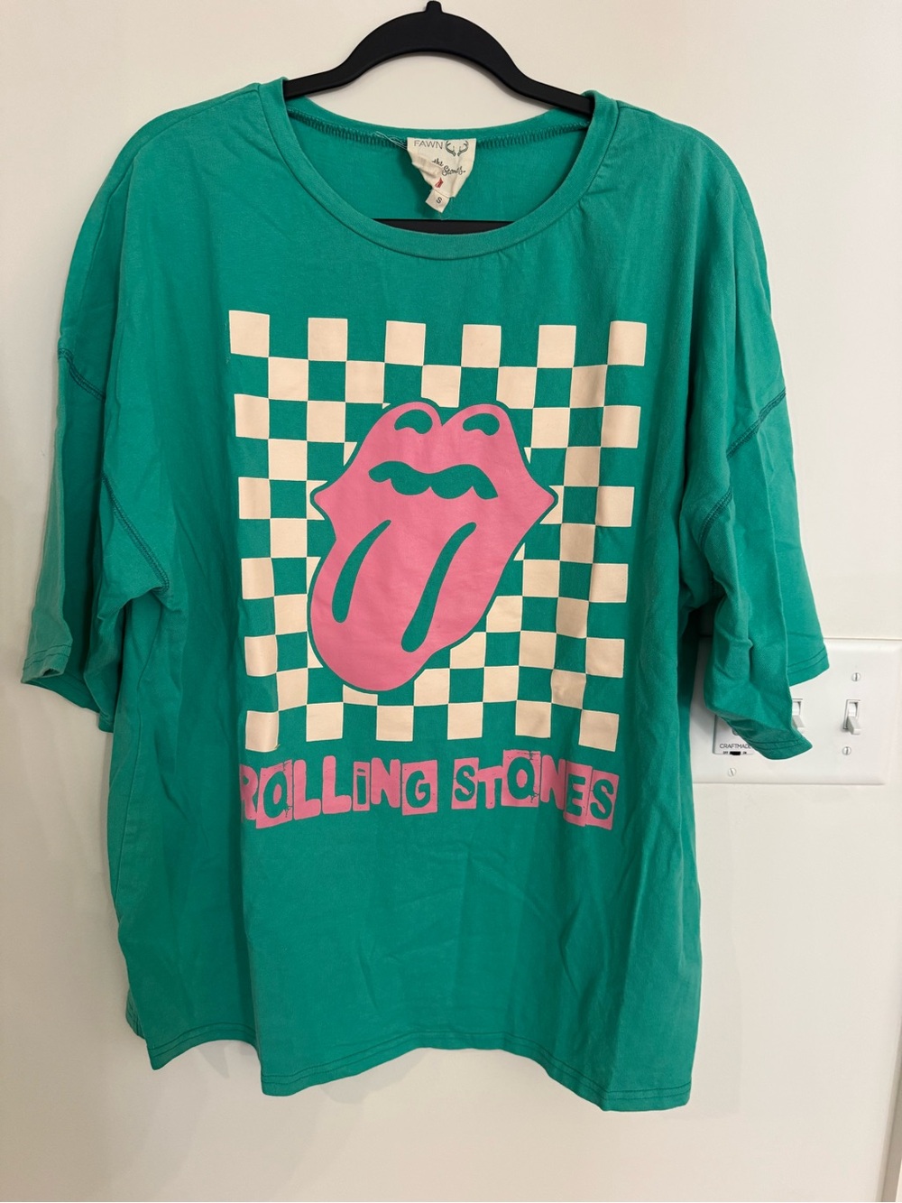 Fantastic Fawn Teal Tee with Pink Tongue Graphic